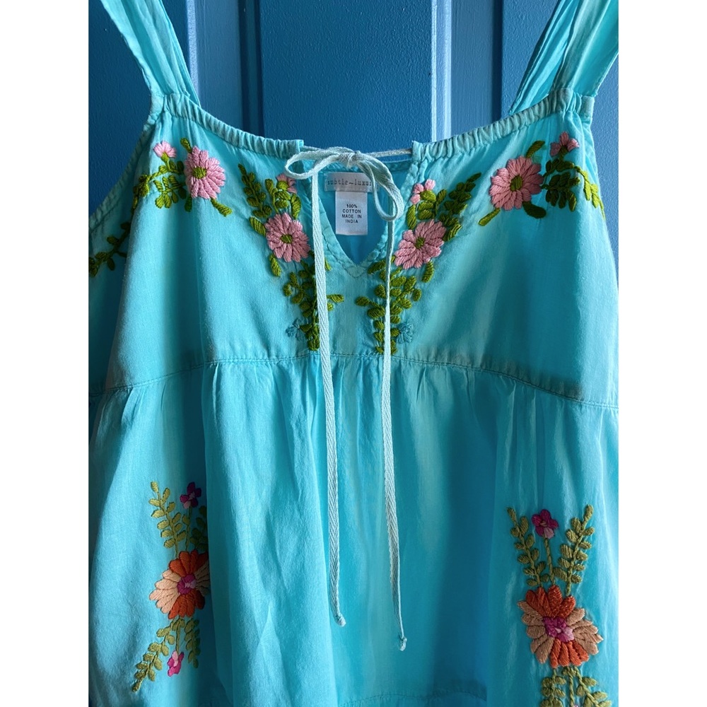Free People Light Blue Embroidered Dress